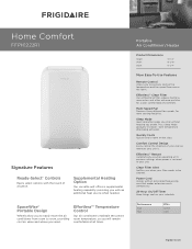 Frigidaire FFPH1222R1 Product Specifications Sheet