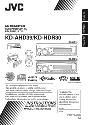 JVC KDHDR30 Instructions