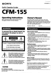 Sony CFM-155 Users Guide