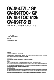 Gigabyte GV-N94TZL-1GI Manual