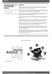 Toshiba Satellite Radius 12 Detailed Specs for Satellite Radius 12 PSPVVA-720013 AU/NZ; English