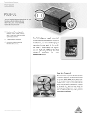 Behringer PSU3-UL Product Information