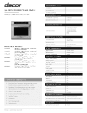Dacor HWO130 Specification - 30' Single Wall Oven