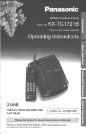 Panasonic KX-TC1721B Cordless 900 Analog