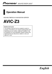 Pioneer AVIC Z3 Owner's Manual