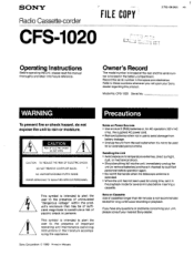 Sony CFS-1020 Users Guide