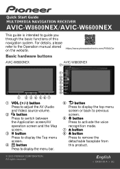 Pioneer AVIC-W8600NEX Other Manual