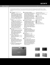 Sony DSC-T700/H Marketing Specifications (Grey Model)