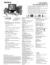 Sony PCV-RZ46G Marketing Specifications