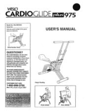 Weslo Cardio Glide Plus 975 English Manual