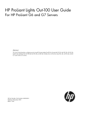 HP ProLiant DL4x170h HP ProLiant Lights Out-100 User Guide For HP ProLiant G6 and G7 Servers