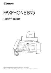 Canon FAXPHONE B95 FAXPHONE B95 User's Guide