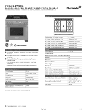 Thermador PRG364WDG Product Spec Sheet