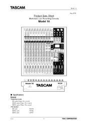 TASCAM Model 16 Specifications