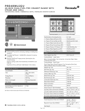 Thermador PRD48WLSGU Product Spec Sheet