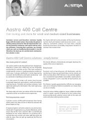Aastra 415 Datasheet Aastra 400 CallCenter