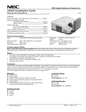 NEC NP-U300X U300X : install guide