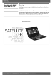 Toshiba Satellite L50 PSKTAA-05P001 Detailed Specs for Satellite L50 PSKTAA-05P001 AU/NZ; English