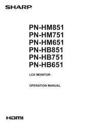 Sharp PN-HM751 PN-HB Series | PN-HM Series Operation Manual
