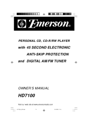 Emerson HD7100 Owners Manual