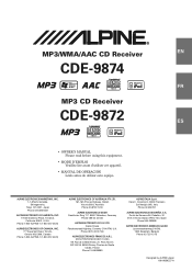 Alpine CDE 9872 Owners Manual