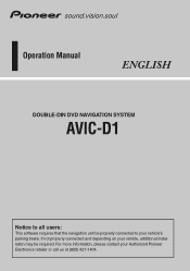 Pioneer AVIC-D1 Owner's Manual