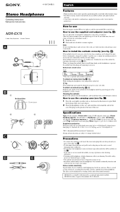 Sony MDR-EX76 Operating Instructions