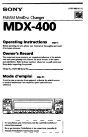 Sony MDX-400FP Users Guide