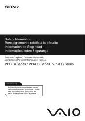 Sony VPCEA22FX Safety - Safety Information