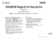 Canon EOS-1D C EOS MOVIE Plugin-E1 for Final Cut Pro Ver.1.6 for Macintosh Quick Start Guide