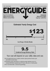 Frigidaire FHTE123WA2 Energy Guide