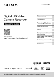 Sony HDR-PJ650V Operating Guide