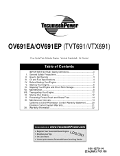 Tecumseh Products TVT691 Operator Manual