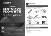Yamaha RX-V775 RX-V775/RX-V675 Easy Setup Guide