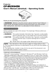 Hitachi CPWUX645N User Manual