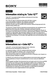 Sony XBR-65X900A Information relating to "Color IQ™"