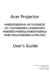 Acer H6800BDa User Manual