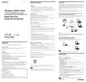 Sony PCWA-C800S Read This First Operating Instructions