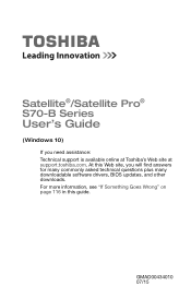 Toshiba Satellite S70T-BST3NX1 Satellite/Satellite Pro S70-B Series Windows 10 Users Guide