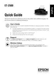 Epson ET-2500 Quick Guide and Warranty