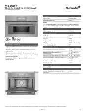 Thermador MB30WP Product Spec Sheet