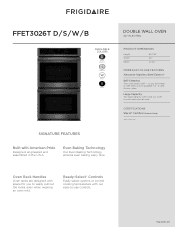 Frigidaire FFET3026TB Product Specifications Sheet