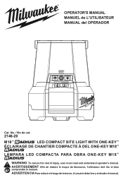 Milwaukee Tool M18 RADIUS Compact Site Light w/ ONE-KEY Operators Manual