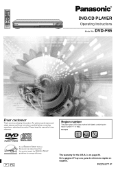 Panasonic DVDF85 DVDF85 User Guide