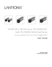 Lantronix TN-GLC-FE-100BX Series Various SFPs 33480 User Guide Rev D
