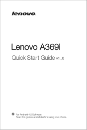 Lenovo A369i (English) Quick Start Guide - Lenovo A369i Smartphone