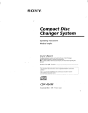 Sony CDX-424RF Operating Instructions  (primary manual)