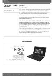 Toshiba A50 PT644A-00C00K Detailed Specs for Tecra A50 PT644A-00C00K AU/NZ; English