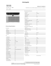 Frigidaire FHWW153WB1 Product Specifications Sheet