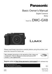 Panasonic LUMIX GX8 Basic Operating Manual
